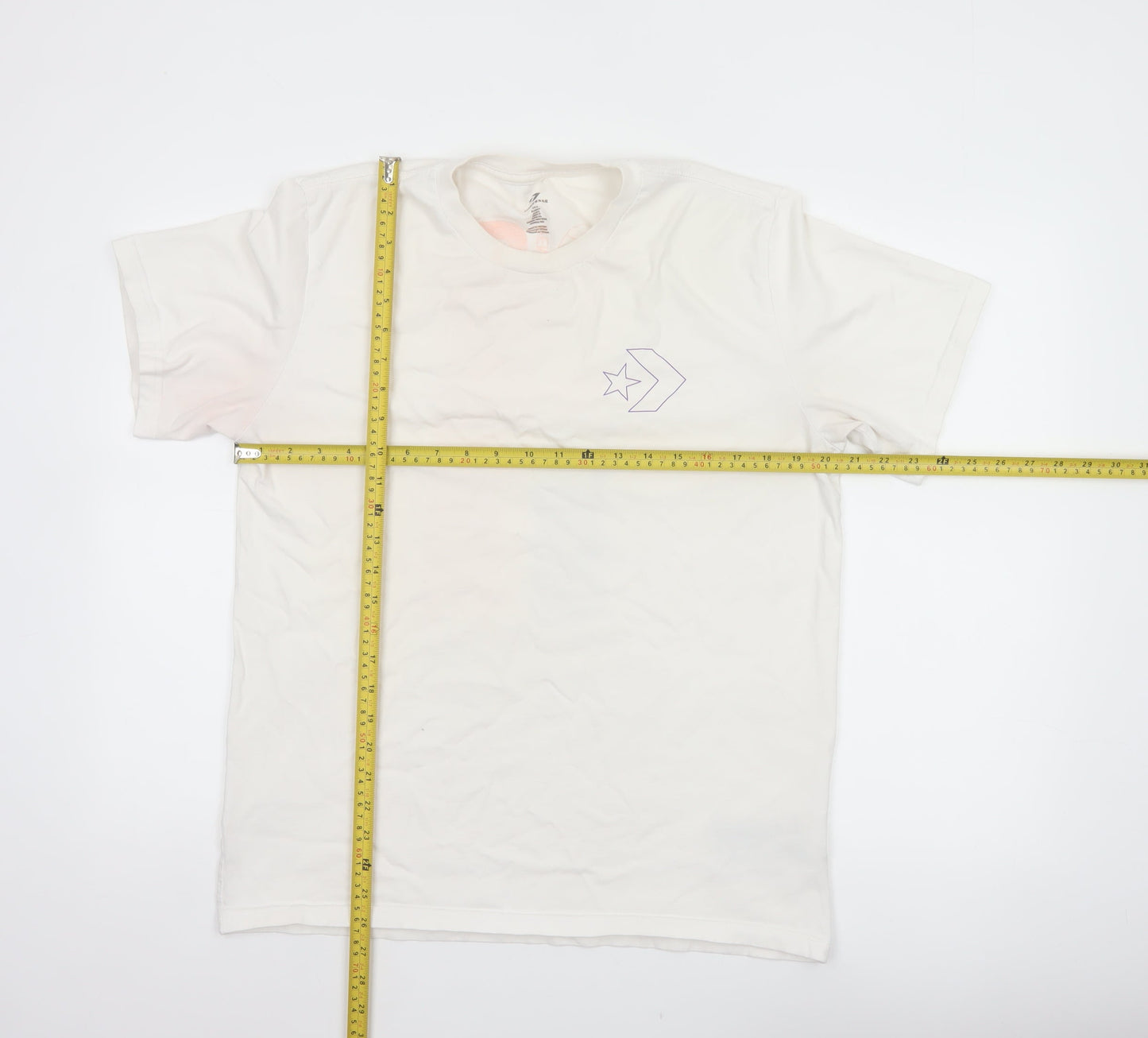 Converse Mens White L Graphic Logo Basketball Short Sleeve T-Shirt