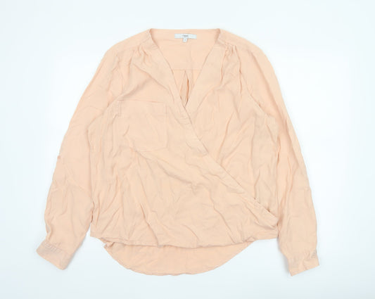 Next Women Pink UK 16 Wrap V-Neck Long Sleeve Lyocell Blouse