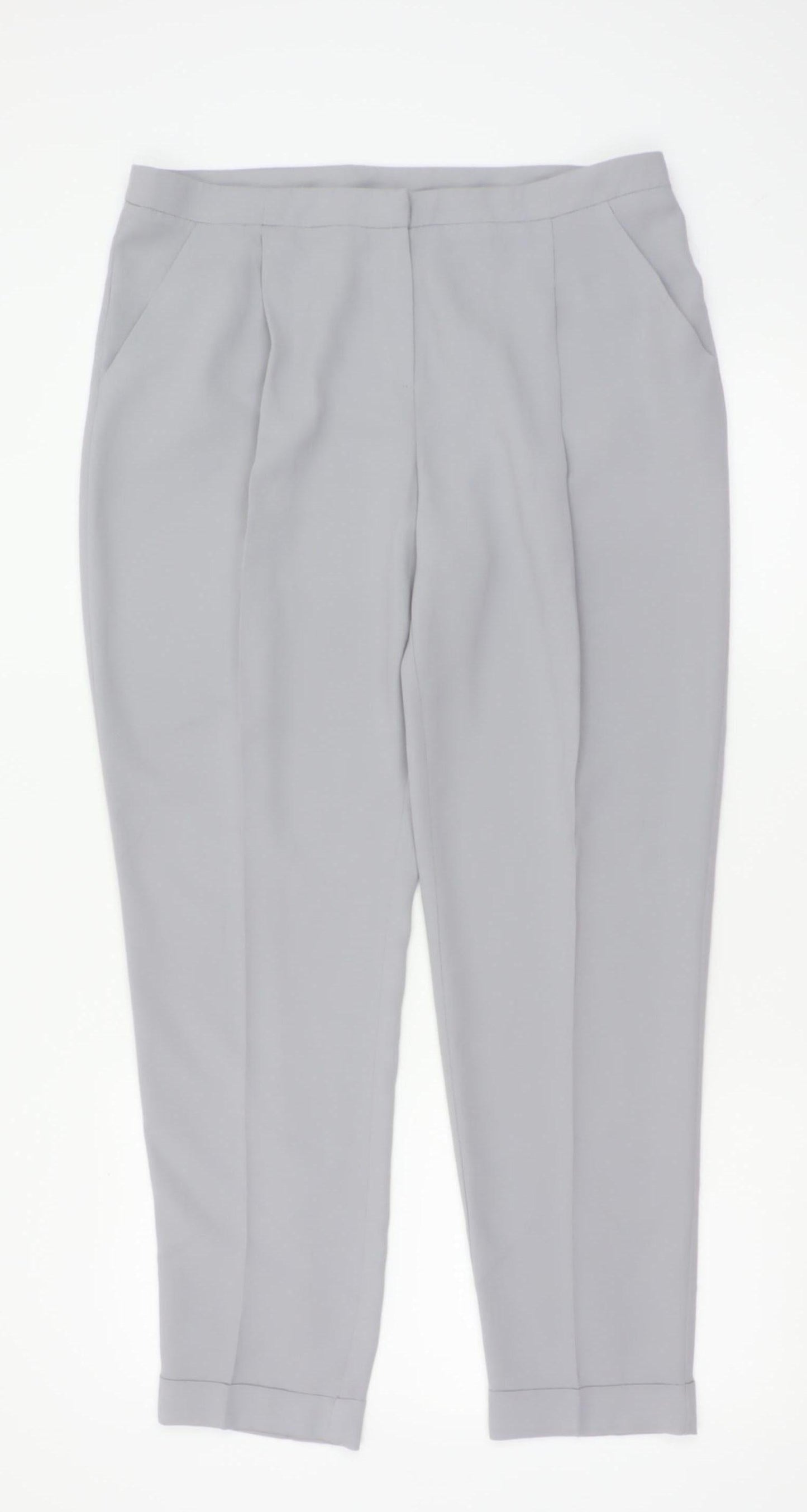 Dorothy Perkins Women Grey UK 14 Tapered Cuffed Tailored Trousers