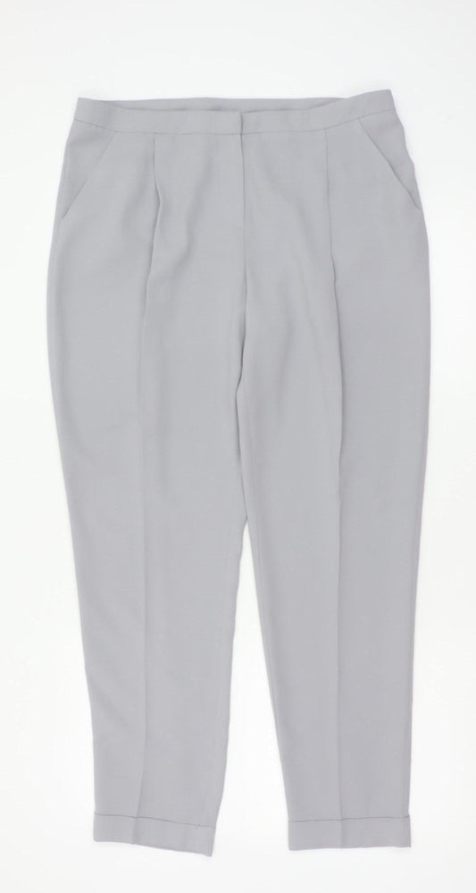 Dorothy Perkins Women Grey UK 14 Tapered Cuffed Tailored Trousers