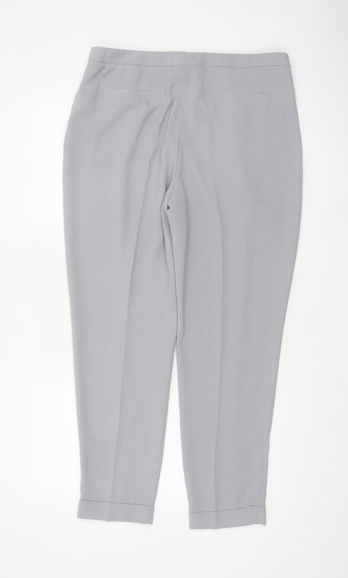 Dorothy Perkins Women Grey UK 14 Tapered Cuffed Tailored Trousers