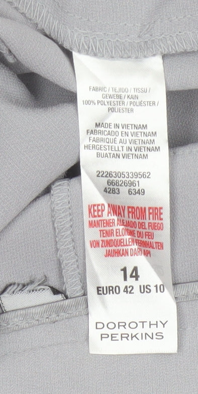 Dorothy Perkins Women Grey UK 14 Tapered Cuffed Tailored Trousers