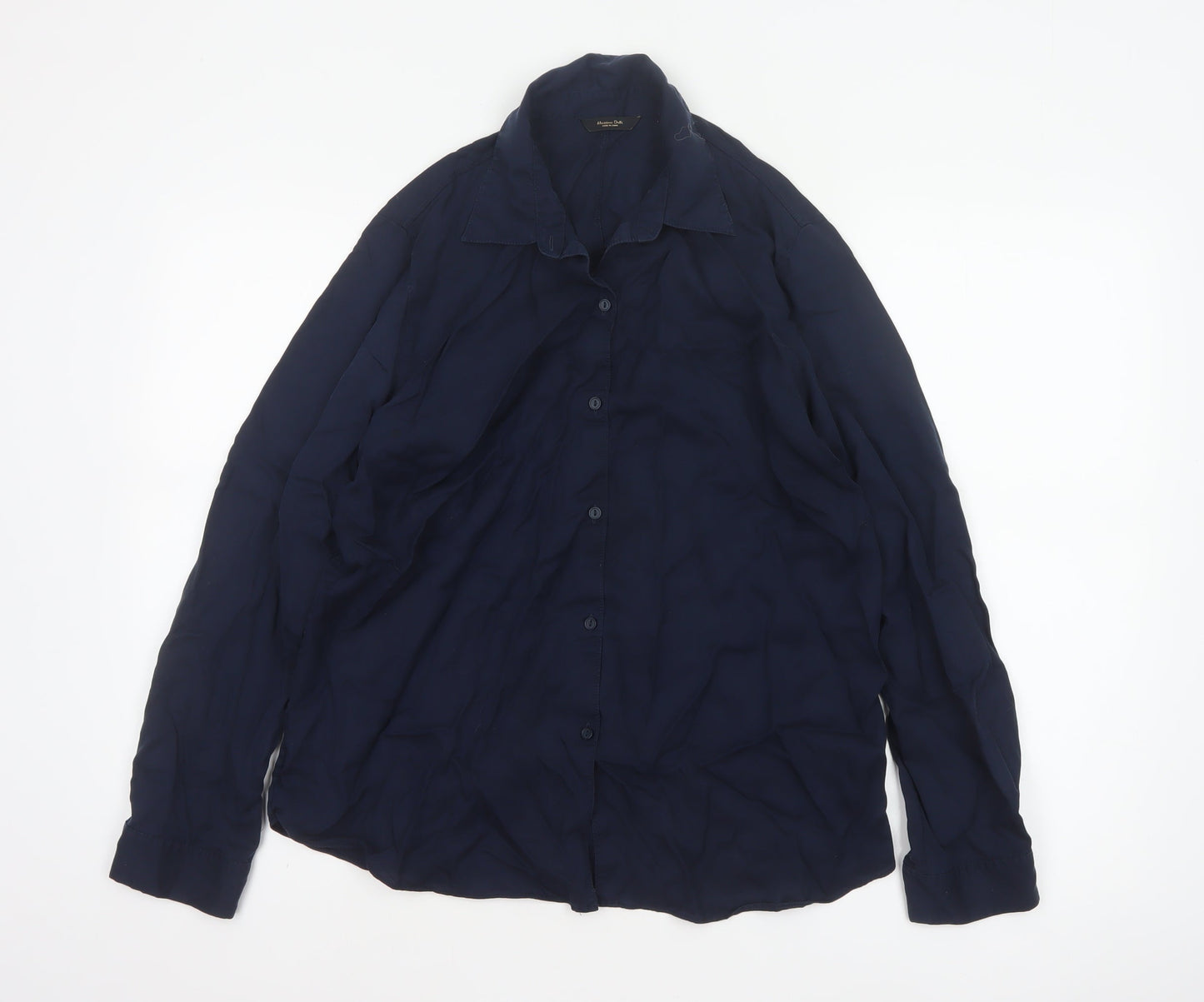 Massimo Dutti Women Blue UK 10 Lyocell Collared Button-Up Shirt