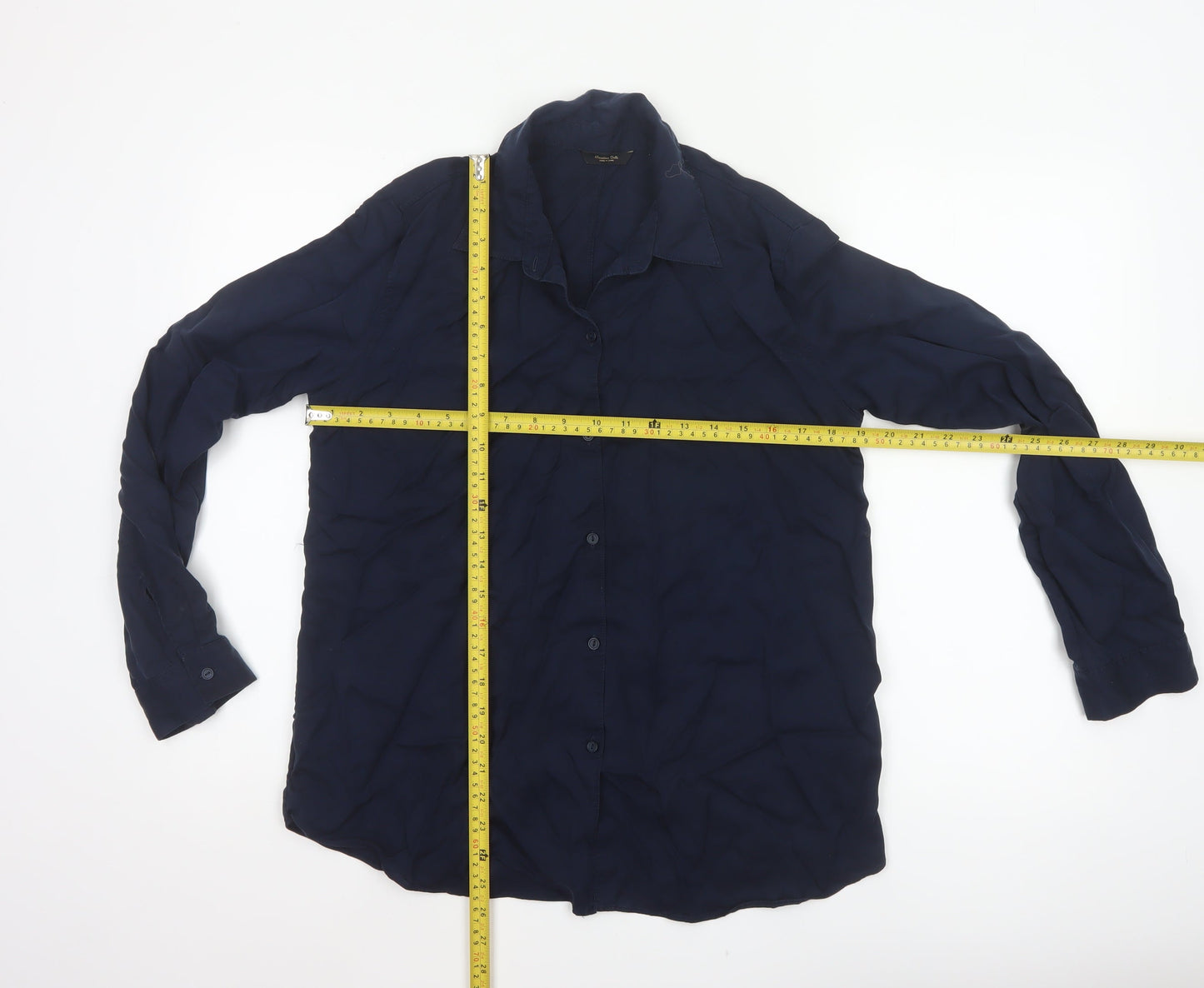 Massimo Dutti Women Blue UK 10 Lyocell Collared Button-Up Shirt