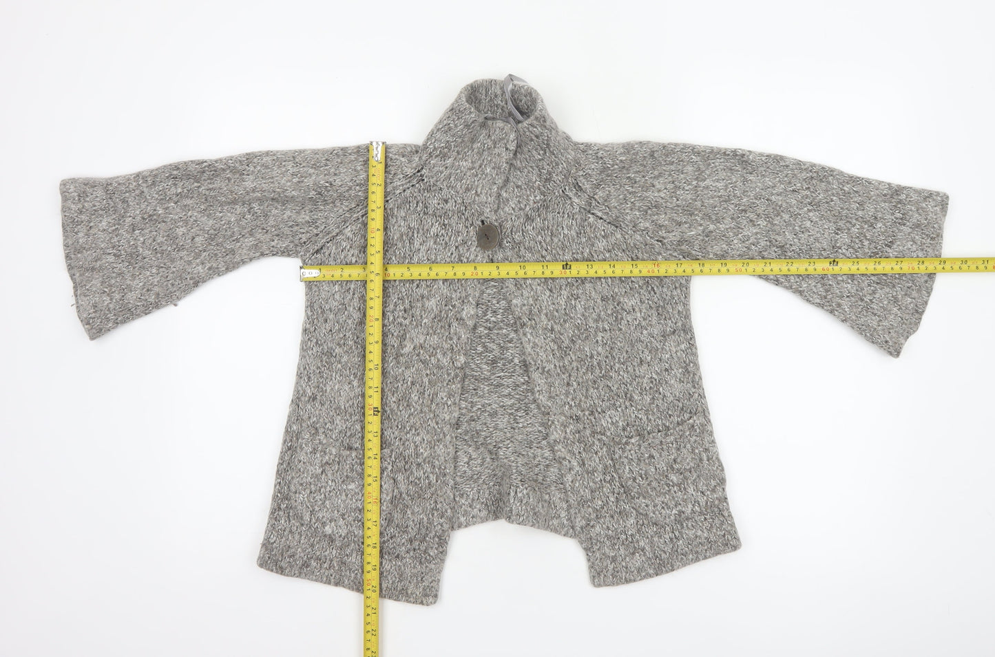 Nü Look Women’s Grey Size 10 Chunky Knit Cape High Neck Alpaca Blend