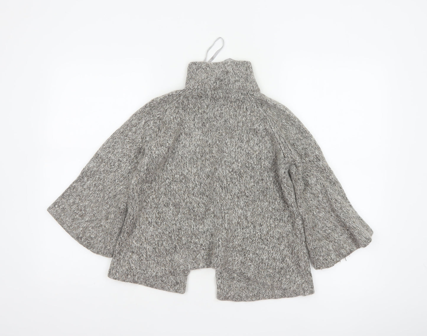 Nü Look Women’s Grey Size 10 Chunky Knit Cape High Neck Alpaca Blend