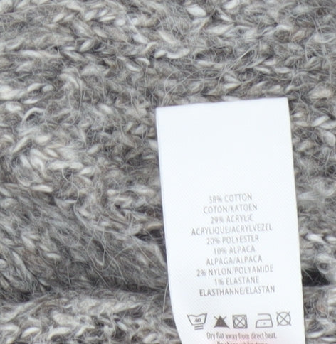 Nü Look Women’s Grey Size 10 Chunky Knit Cape High Neck Alpaca Blend