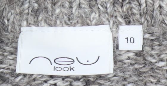 Nü Look Women’s Grey Size 10 Chunky Knit Cape High Neck Alpaca Blend