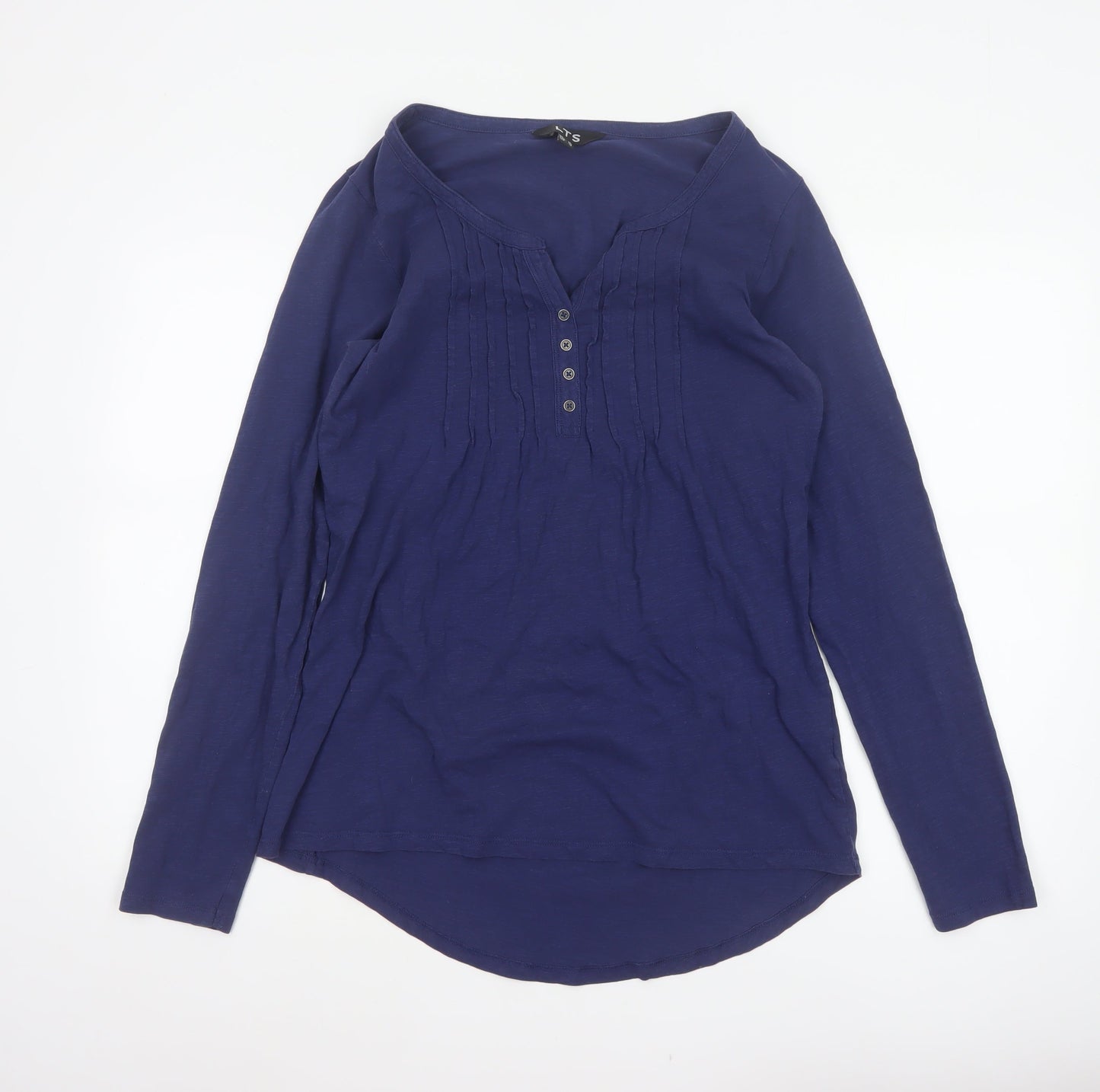 Long Tall Sally Women’s Blue UK 14 Tall Cotton Henley Tunic Blouse