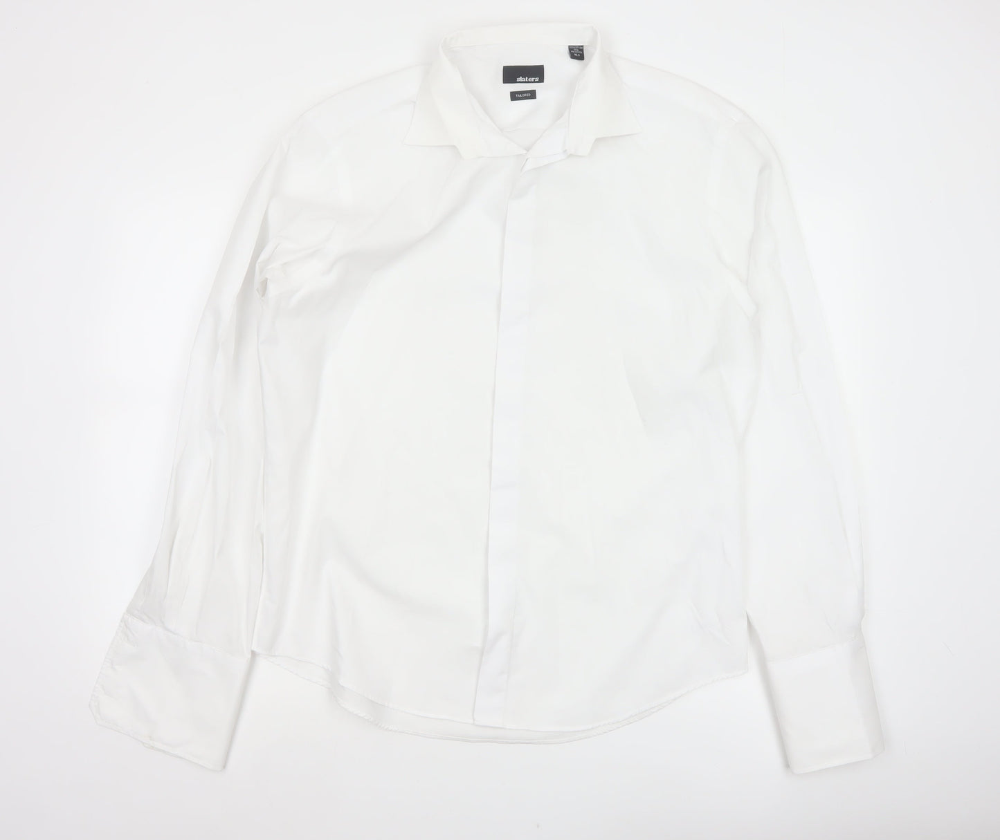 Slaters Men White 16.5 Tailored Slim Formal Dress Shirt French Cuff