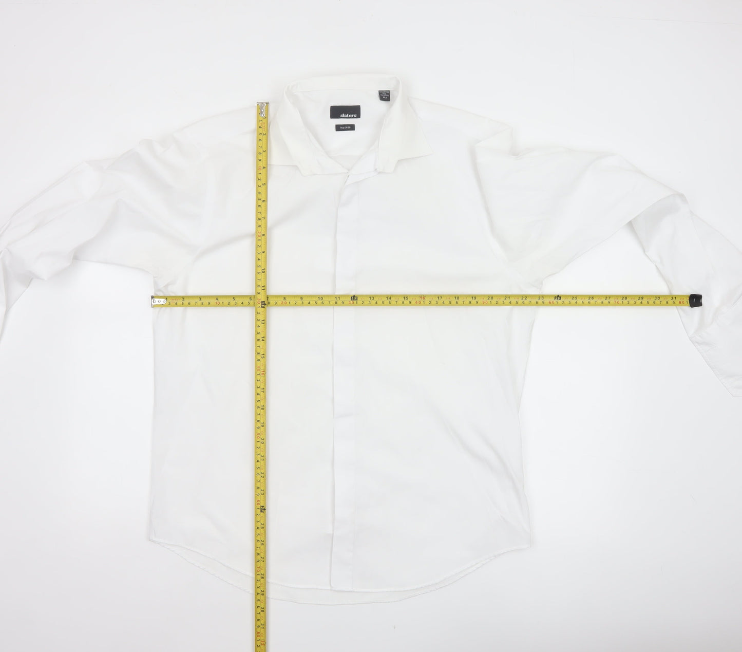 Slaters Men White 16.5 Tailored Slim Formal Dress Shirt French Cuff