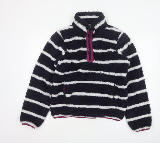 Mountain Warehouse Women Navy Stripe Fleece 1/4 Zip Sweatshirt UK 12