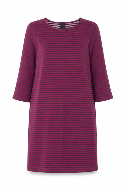 Laura Ashley Women Pink Striped UK 12 Knee Length Shift Dress