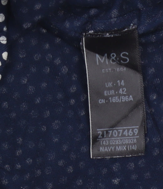 Marks and Spencer Women Blue Polka Dot Button-Up Blouse UK 14