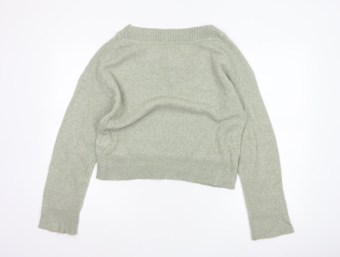 Abercrombie & Fitch Women Green S Merino Blend V-Neck Pullover Jumper