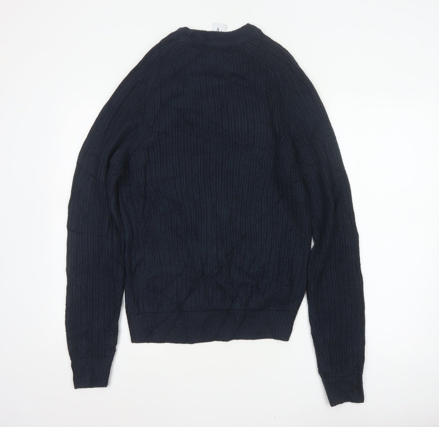 Collusion Men Blue XS Rib Knit Crew Neck Pullover Jumper Acrylic