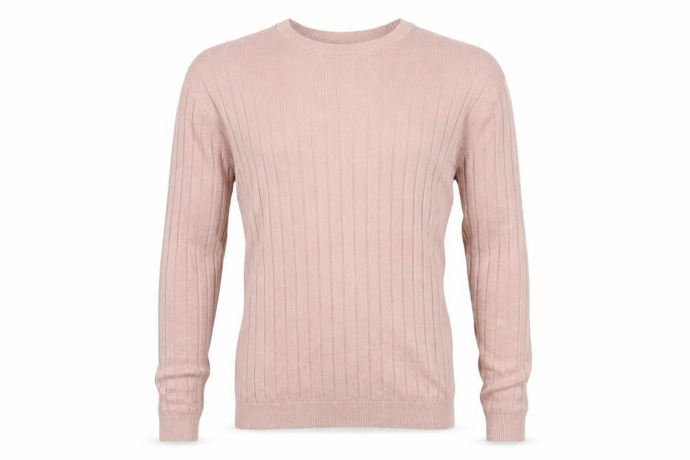 ASOS Design Men’s Pink M Ribbed Cotton Crew Neck Pullover Jumper