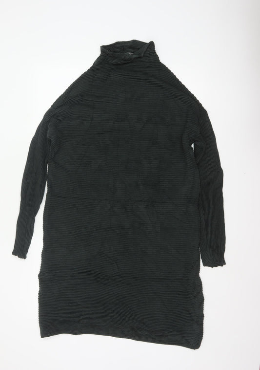 French Connection Women Black XS Roll Neck Knit Jumper Dress