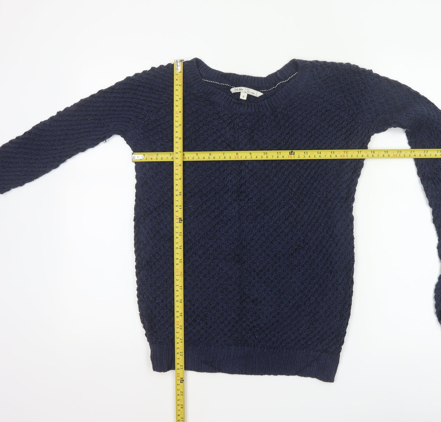 Fat Face Women’s Blue Size 8 Chunky Knit Crew Neck Jumper