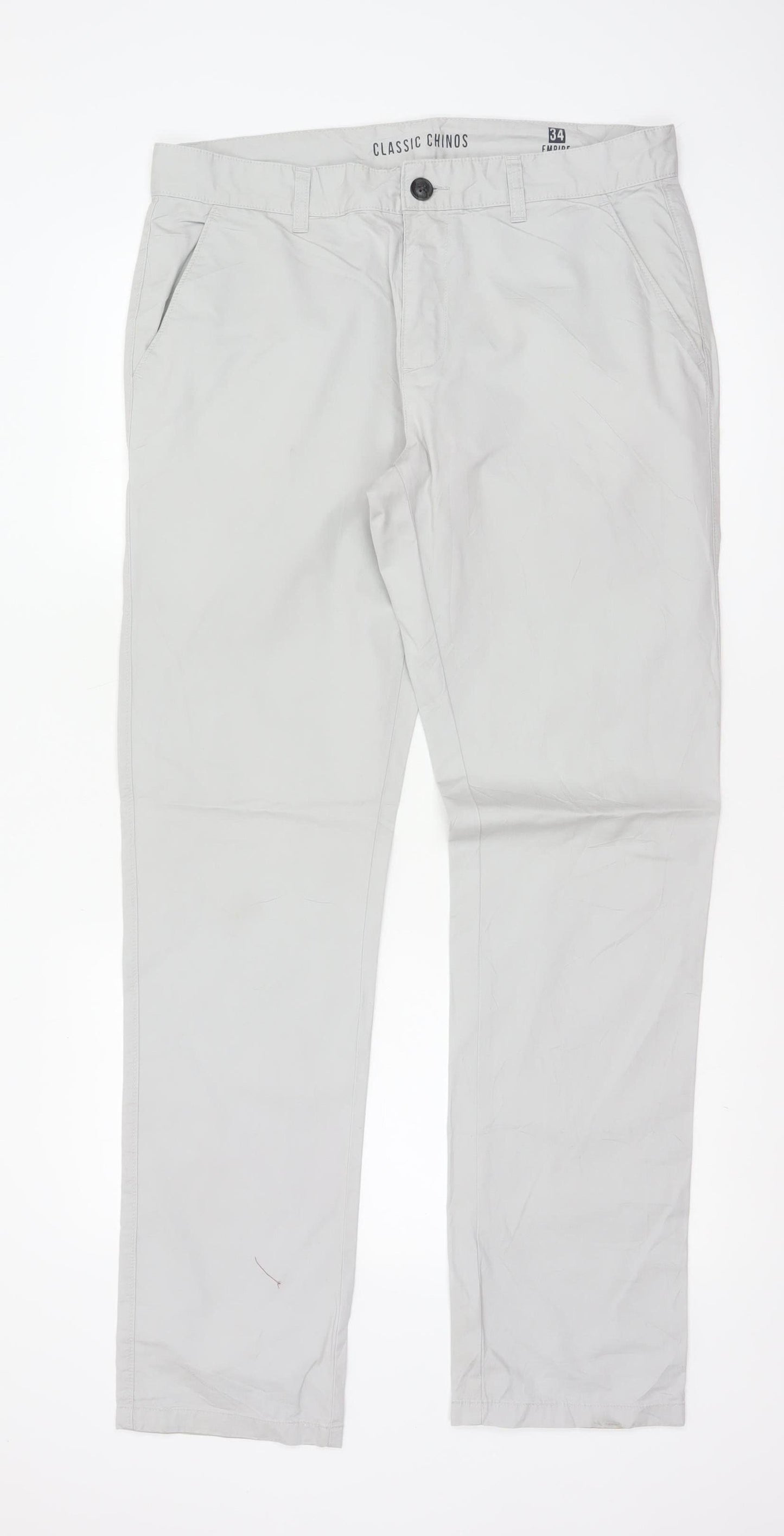 Empire Men’s Ivory Classic Chino Trousers W34 Straight Leg Cotton
