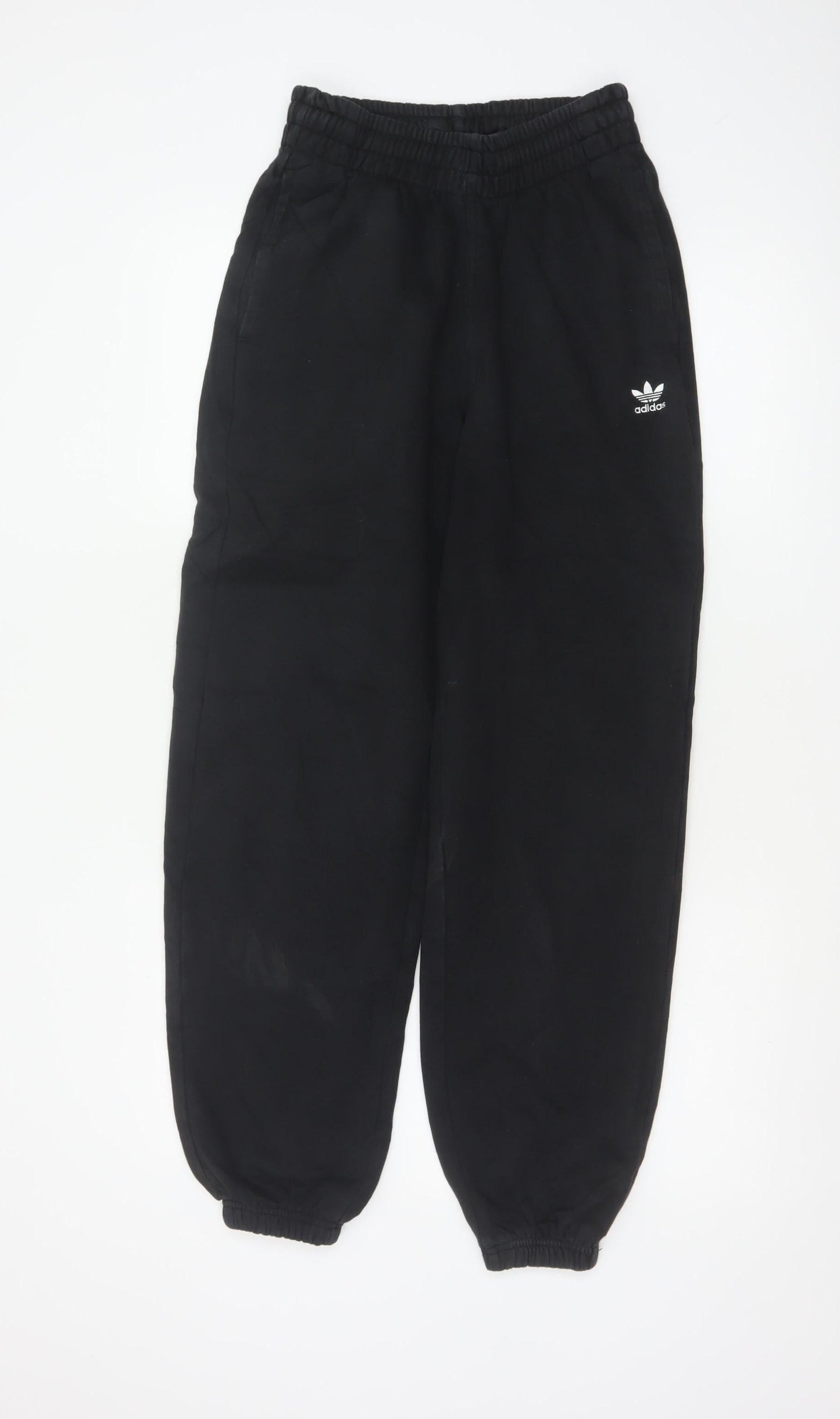 adidas Women’s Black XS Logo Fleece Cuffed Jogger Trousers