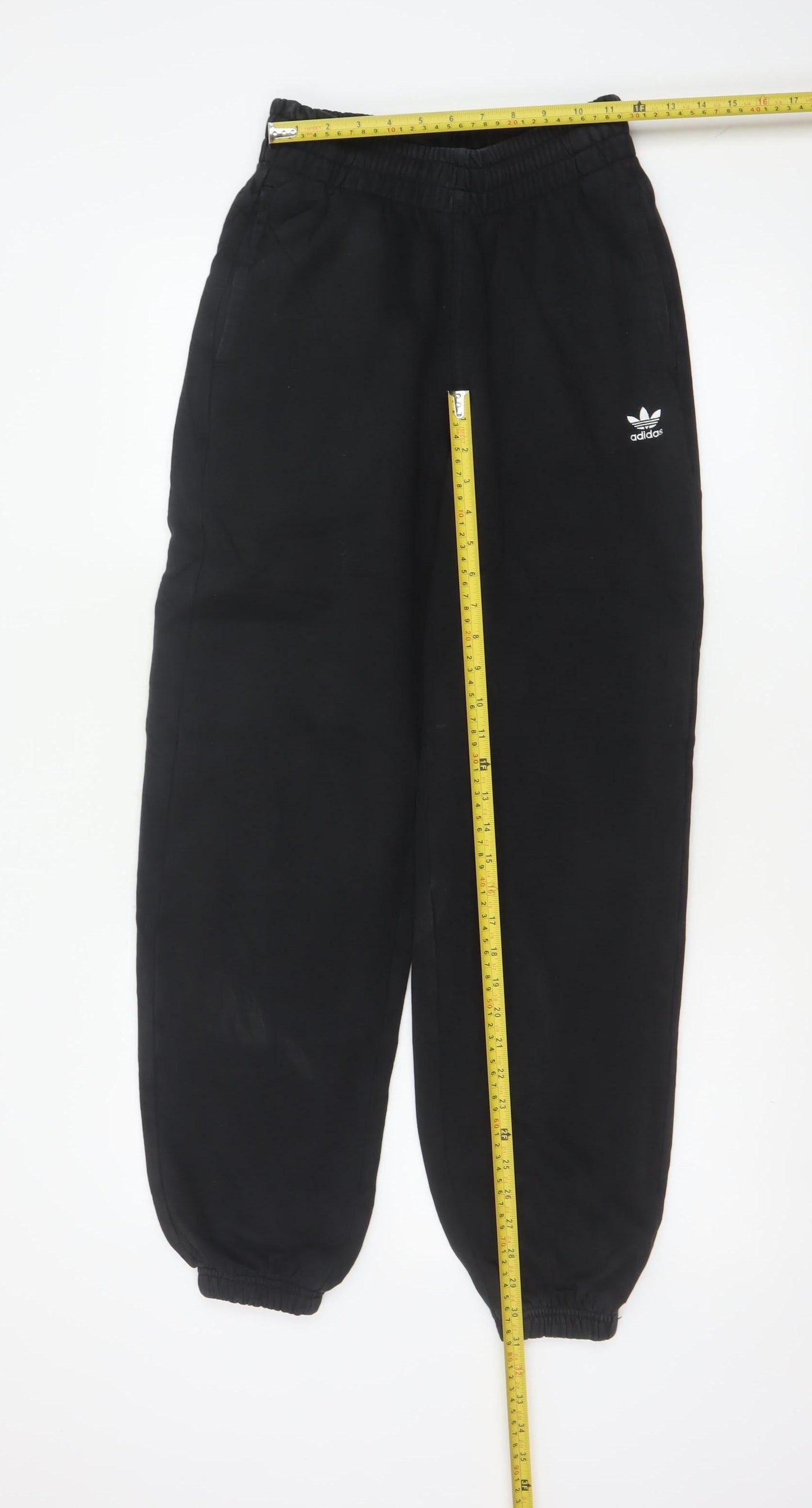 adidas Women’s Black XS Logo Fleece Cuffed Jogger Trousers