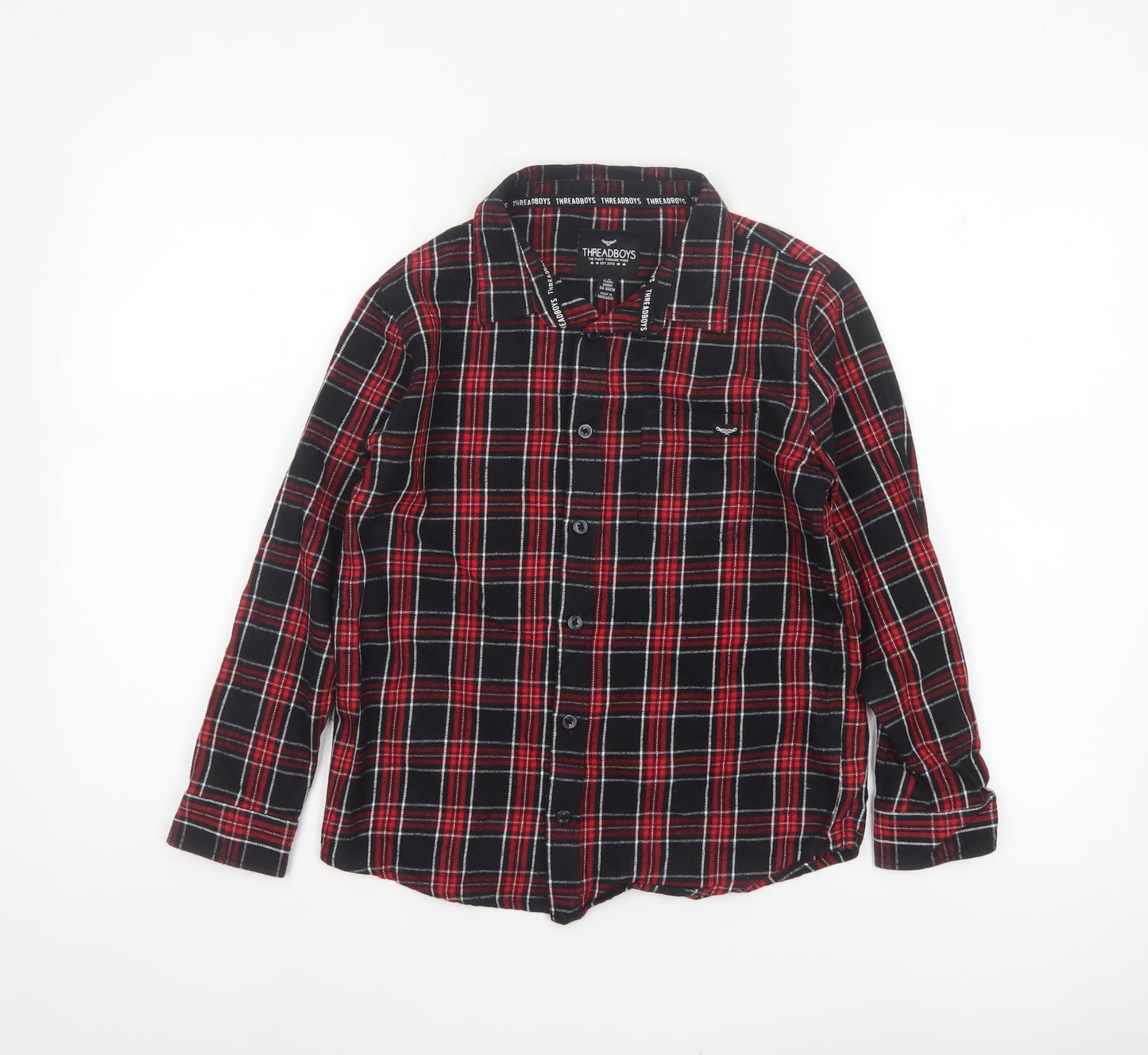 Threadboys Boys Multicoloured 9-10 Years Plaid Cotton Button-Up Shirt