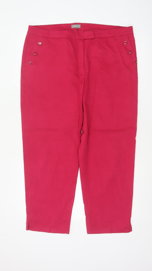 Jaeger Women’s Red Cotton Stretch Tapered Trousers UK 16