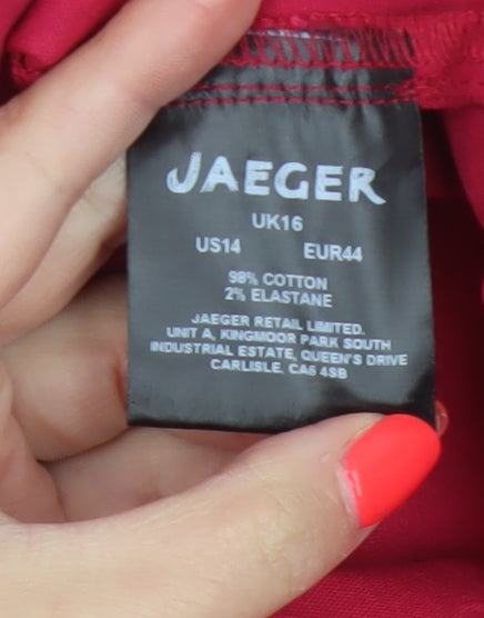 Jaeger Women’s Red Cotton Stretch Tapered Trousers UK 16