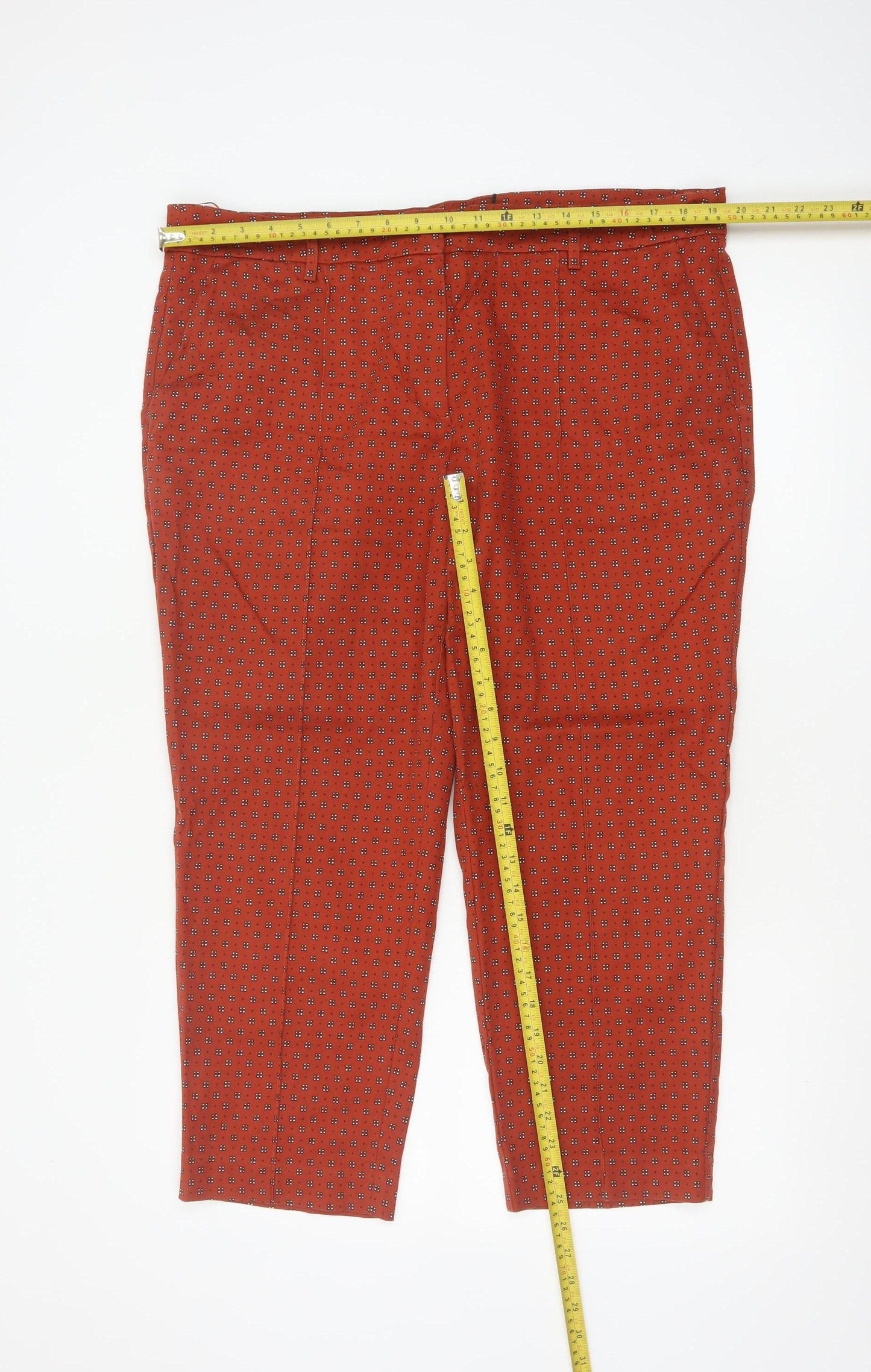 Next Tailoring Women’s Orange Geometric UK 18 Tapered Trousers