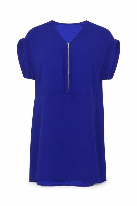 Phase Eight Women’s Blue UK 14 Knee Length Shift Dress Puff Sleeve Zip