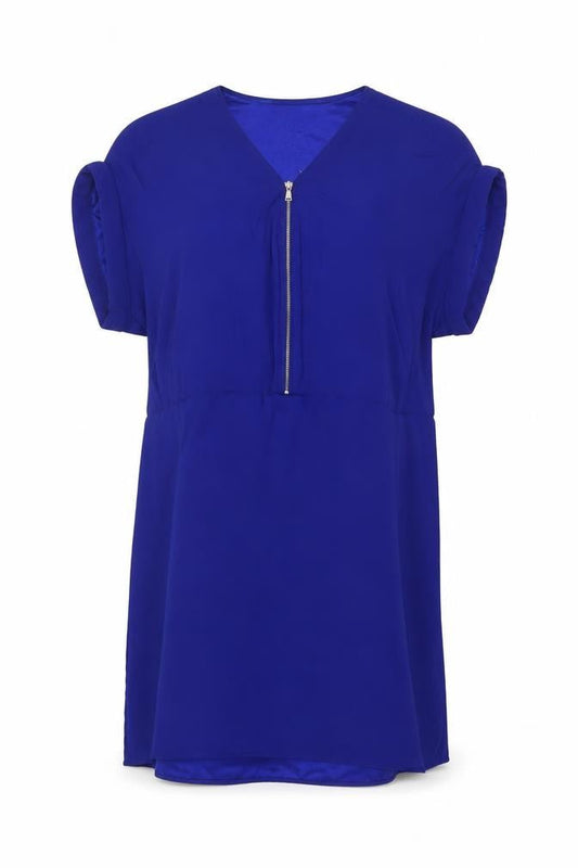 Phase Eight Women’s Blue UK 14 Knee Length Shift Dress Puff Sleeve Zip