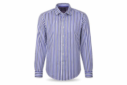 Marks & Spencer Men's Blue White Stripe XL Tailored Fit Cotton Shirt