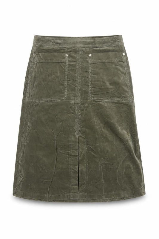 Marks & Spencer Women Green UK 14 A-Line Knee Length Cotton Skirt