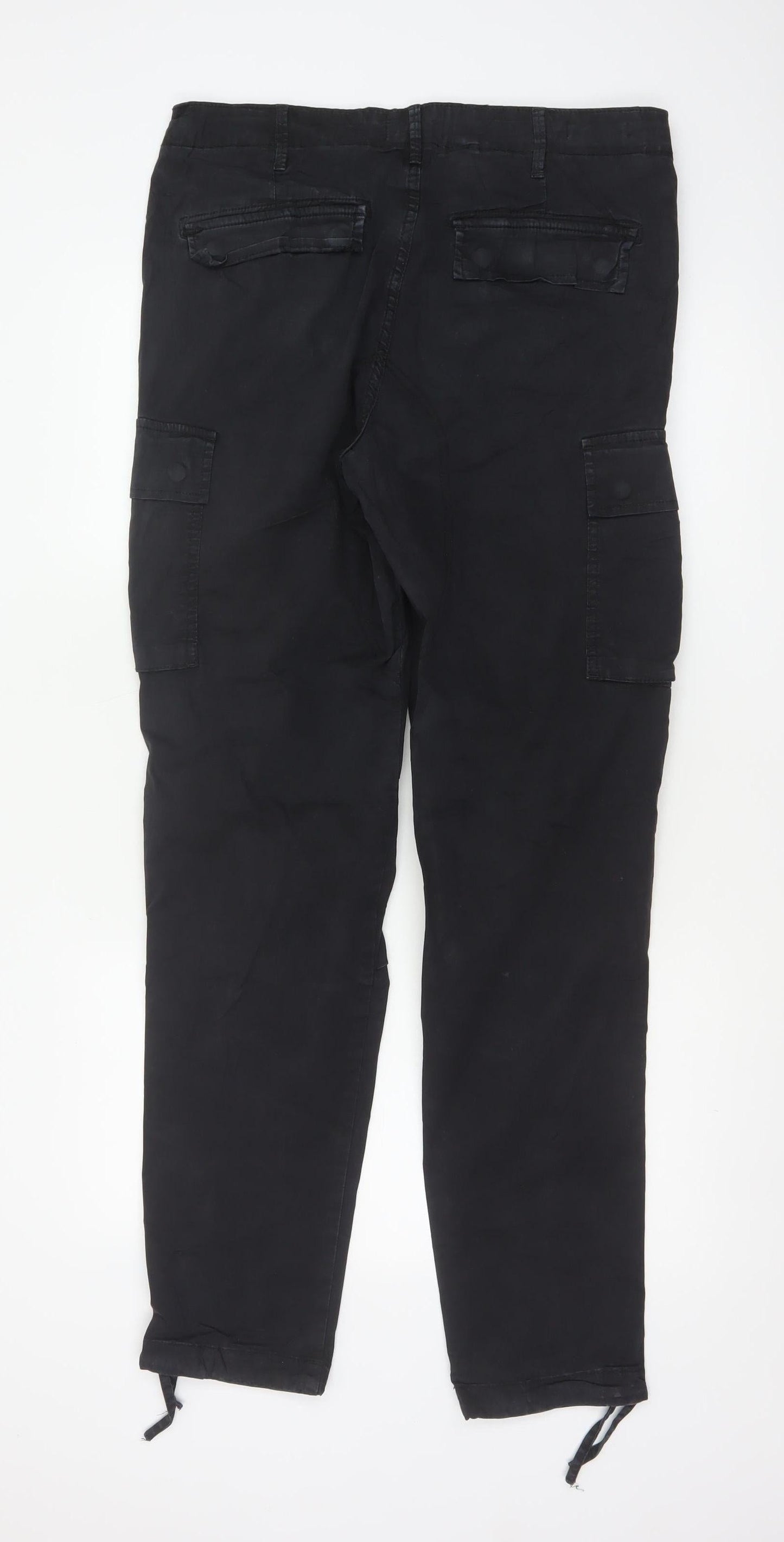 Jack & Jones Men’s Black 32/34 Cargo Trousers Regular Cotton Stretch