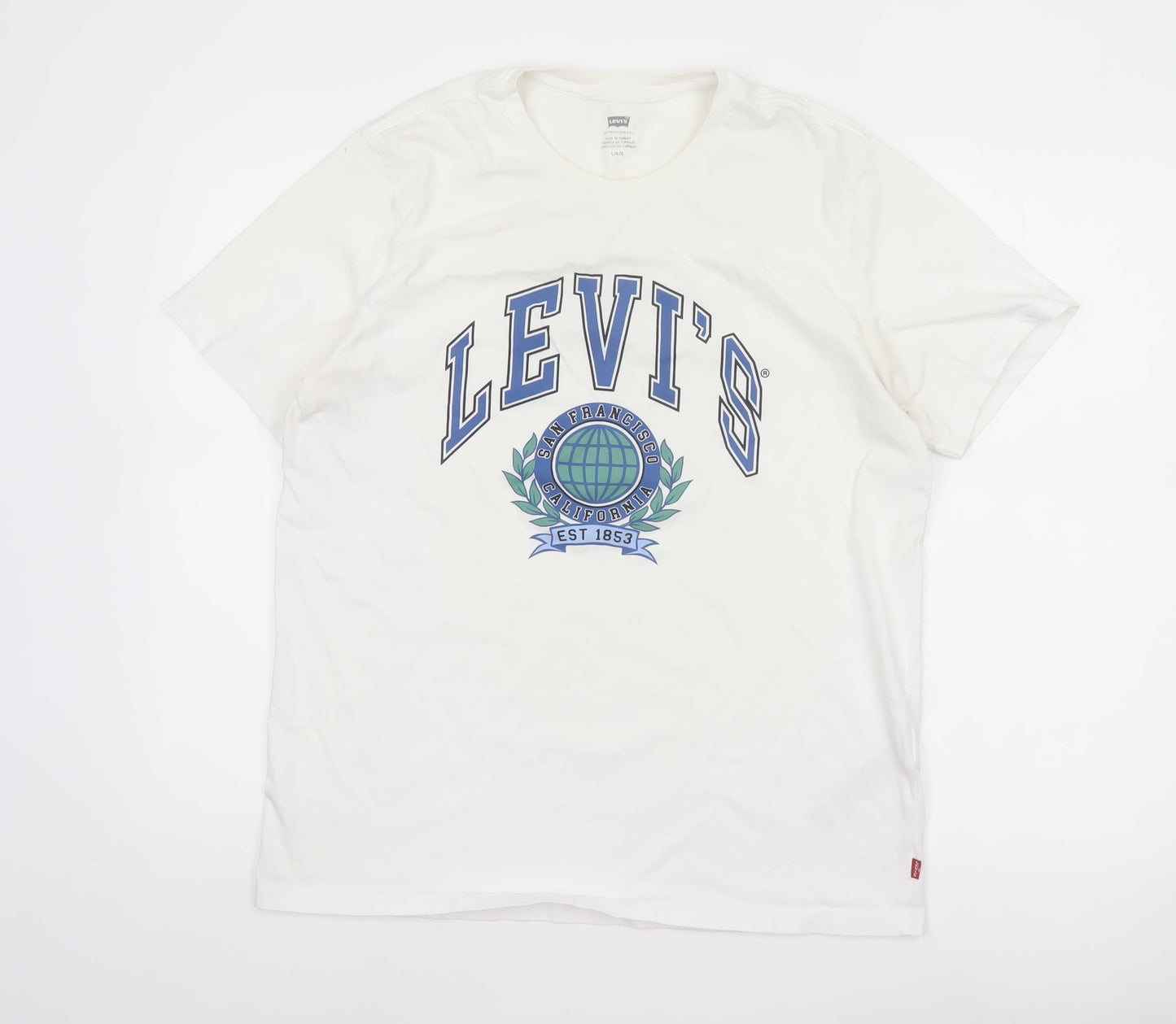 Levi's Men's White L California College Graphic Print Crew Neck T-Shirt