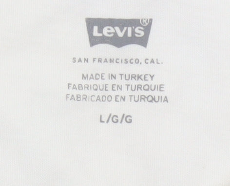 Levi's Men's White L California College Graphic Print Crew Neck T-Shirt