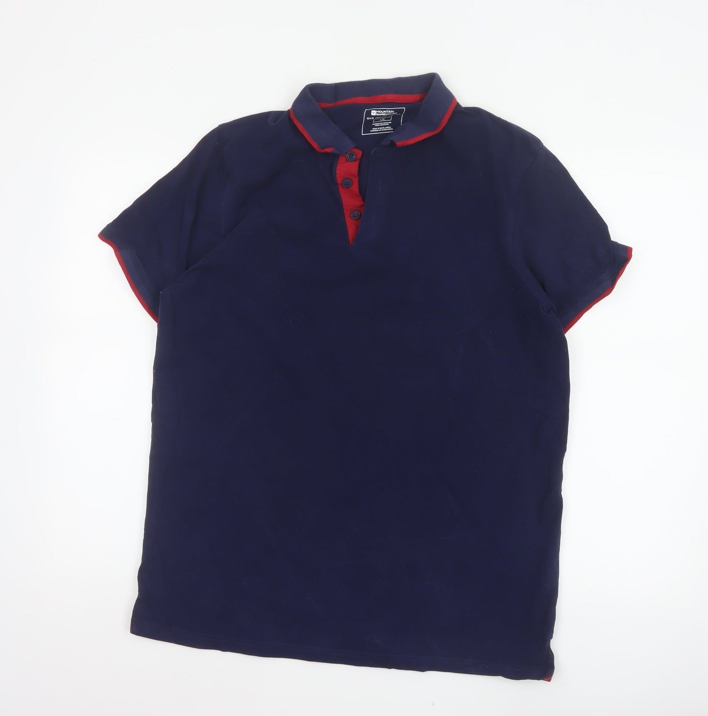 Mountain Warehouse Men’s Blue L Organic Cotton Contrast Trim Polo