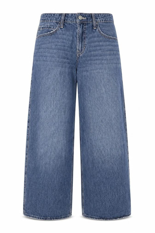 Hollister Women Blue UK 10 Low Rise Super Baggy Wide-Leg Jeans W30