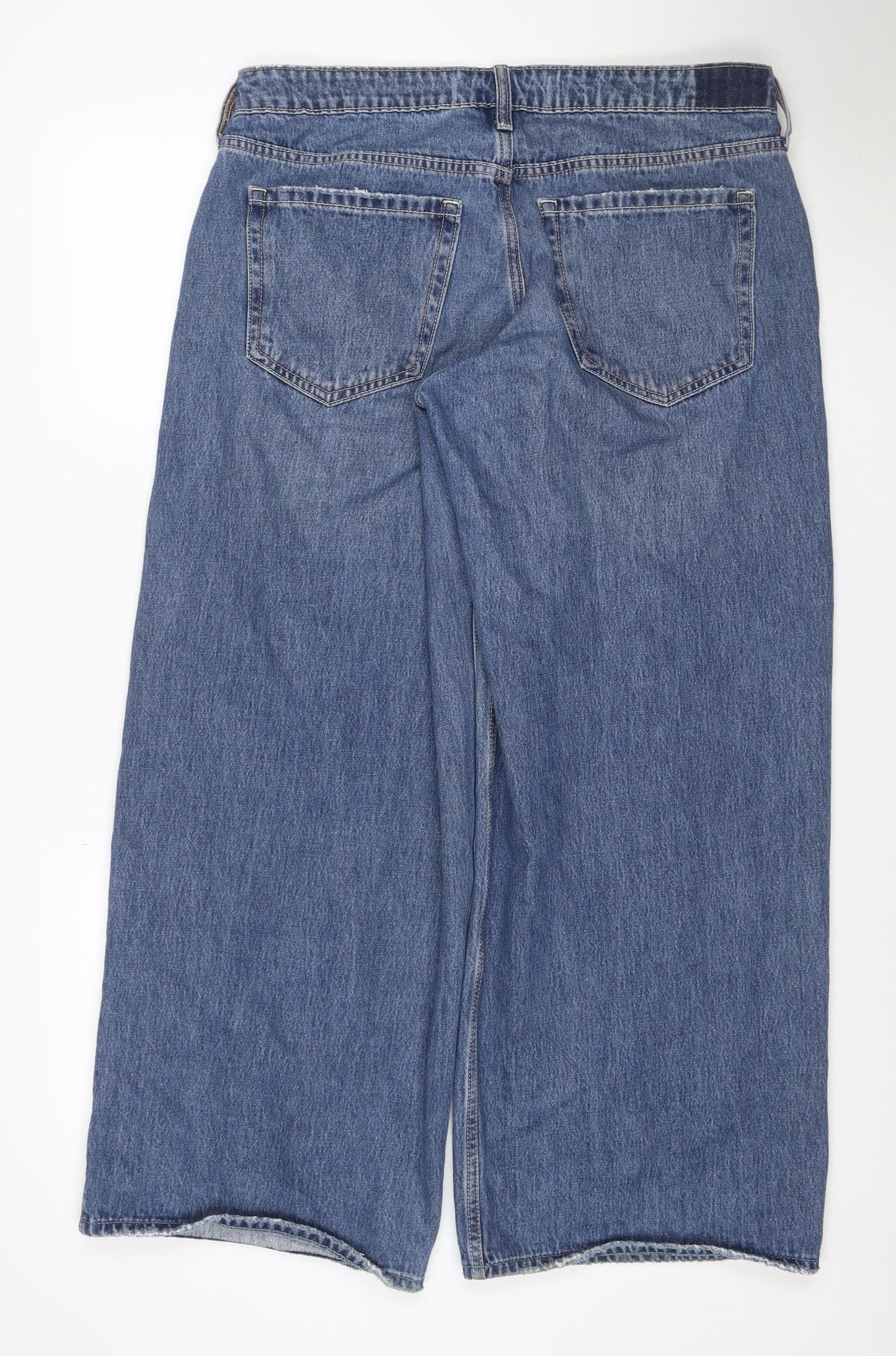 Hollister Women Blue UK 10 Low Rise Super Baggy Wide-Leg Jeans W30