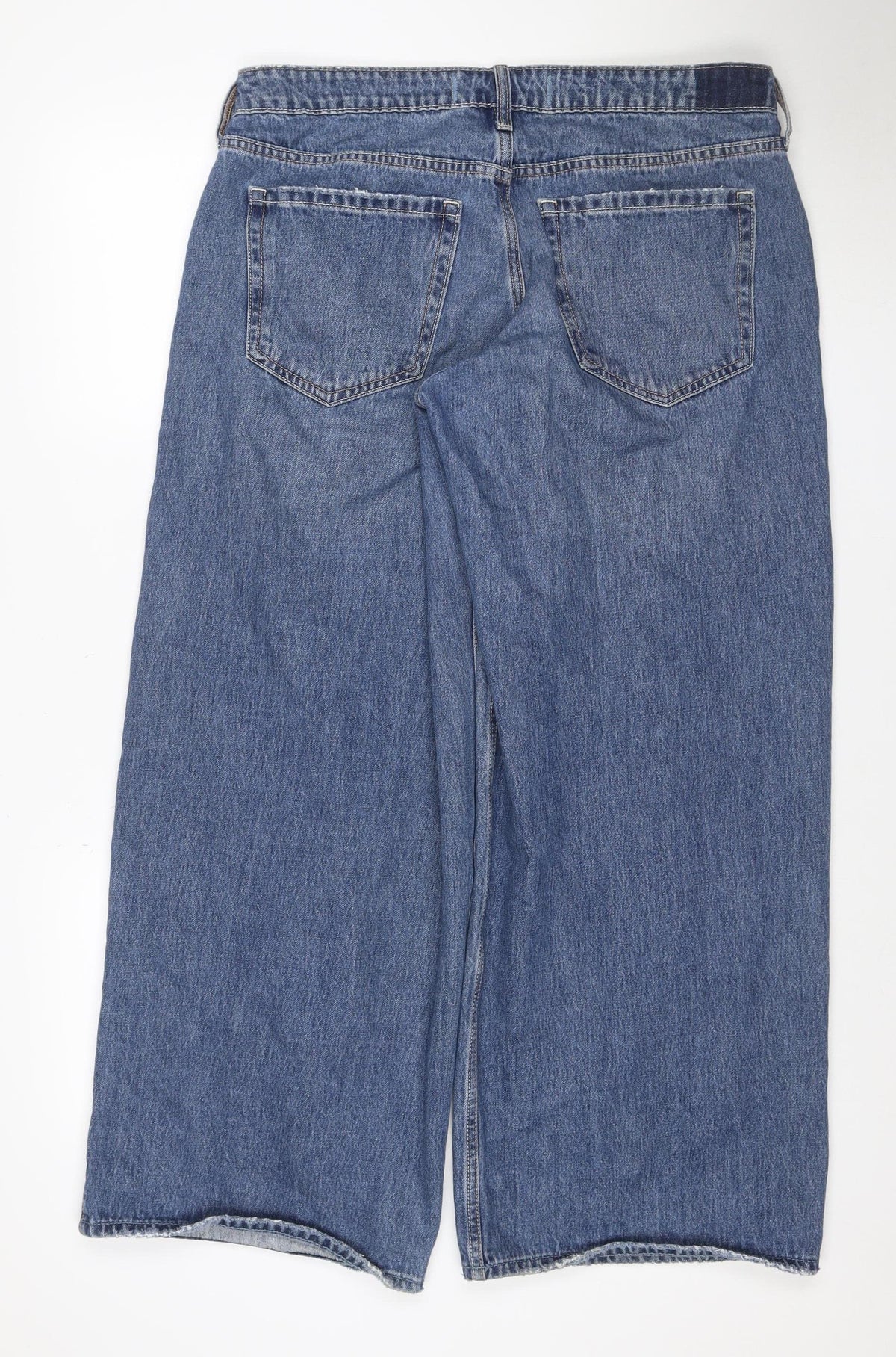 Hollister Women Blue UK 10 Low Rise Super Baggy Wide-Leg Jeans W30