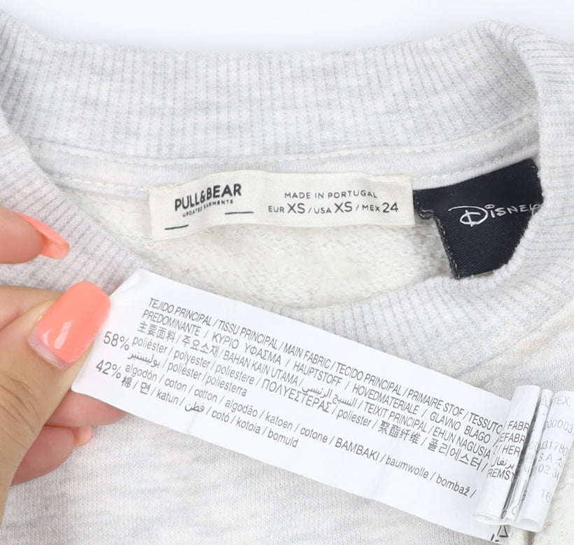 Pull&Bear Women’s Grey XS Mickey Mouse Disney Graphic Sweatshirt
