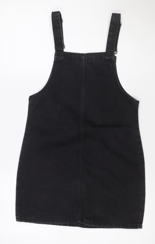 Denim Co Women Black UK 8 Pinafore Dungaree Dress Adjustable Straps