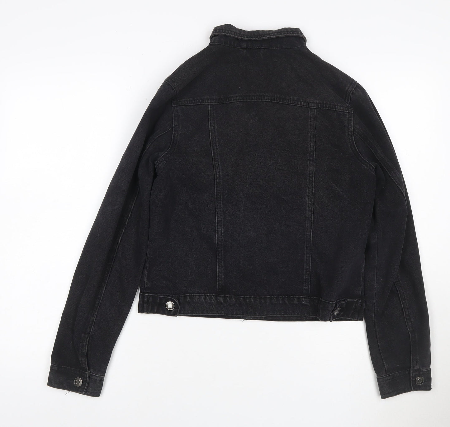 George Women’s Black Denim Jacket UK 10 Collared Button Up
