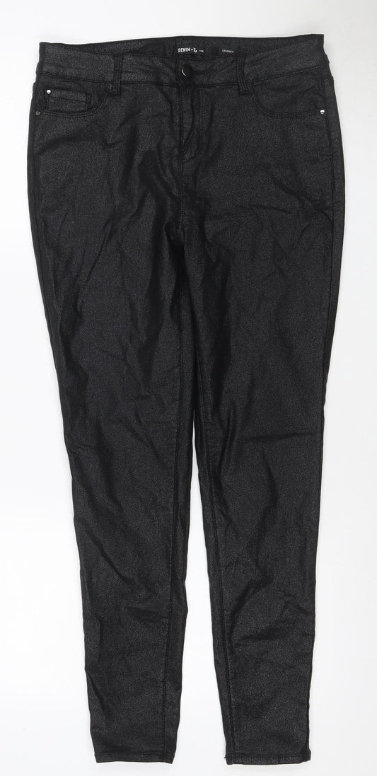 Tu Women Black Size 12 Skinny Stretch Denim Jeggings Trousers