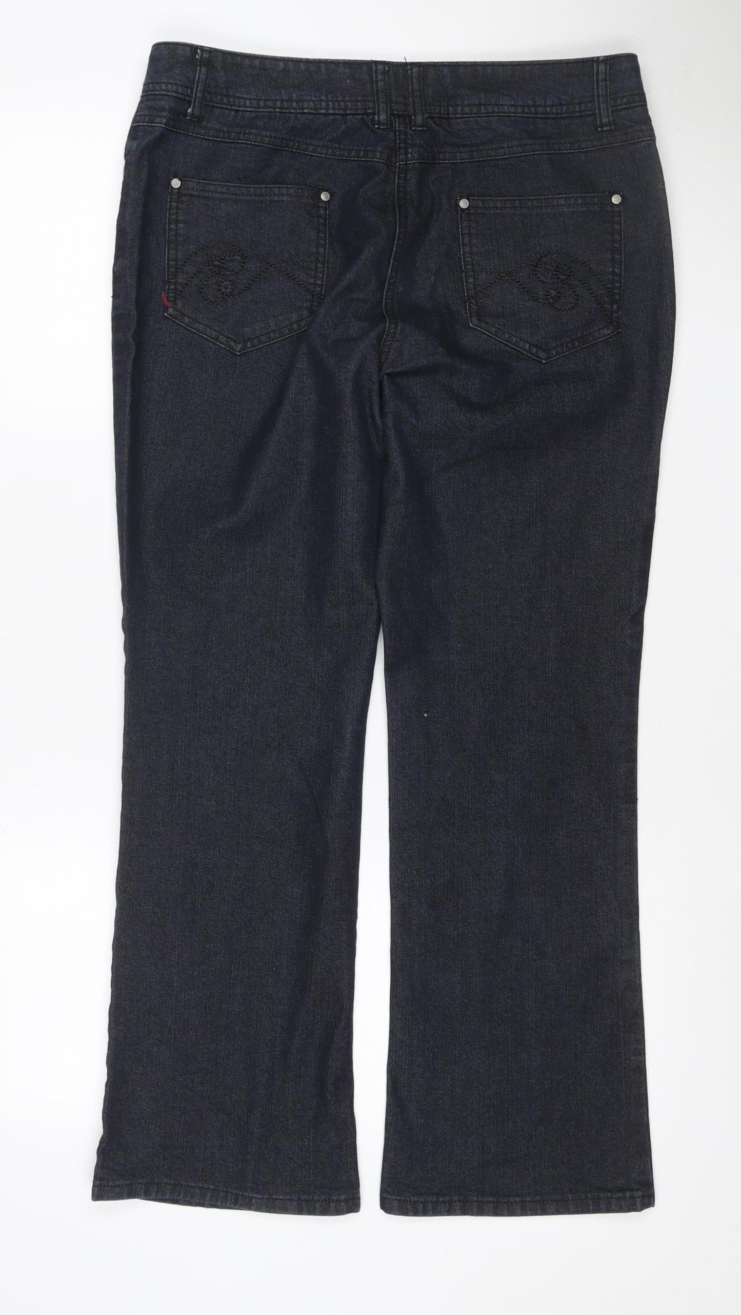 SOON Women’s Black Bootcut Stretch Jeans UK 14 Dark Wash 5 Pocket