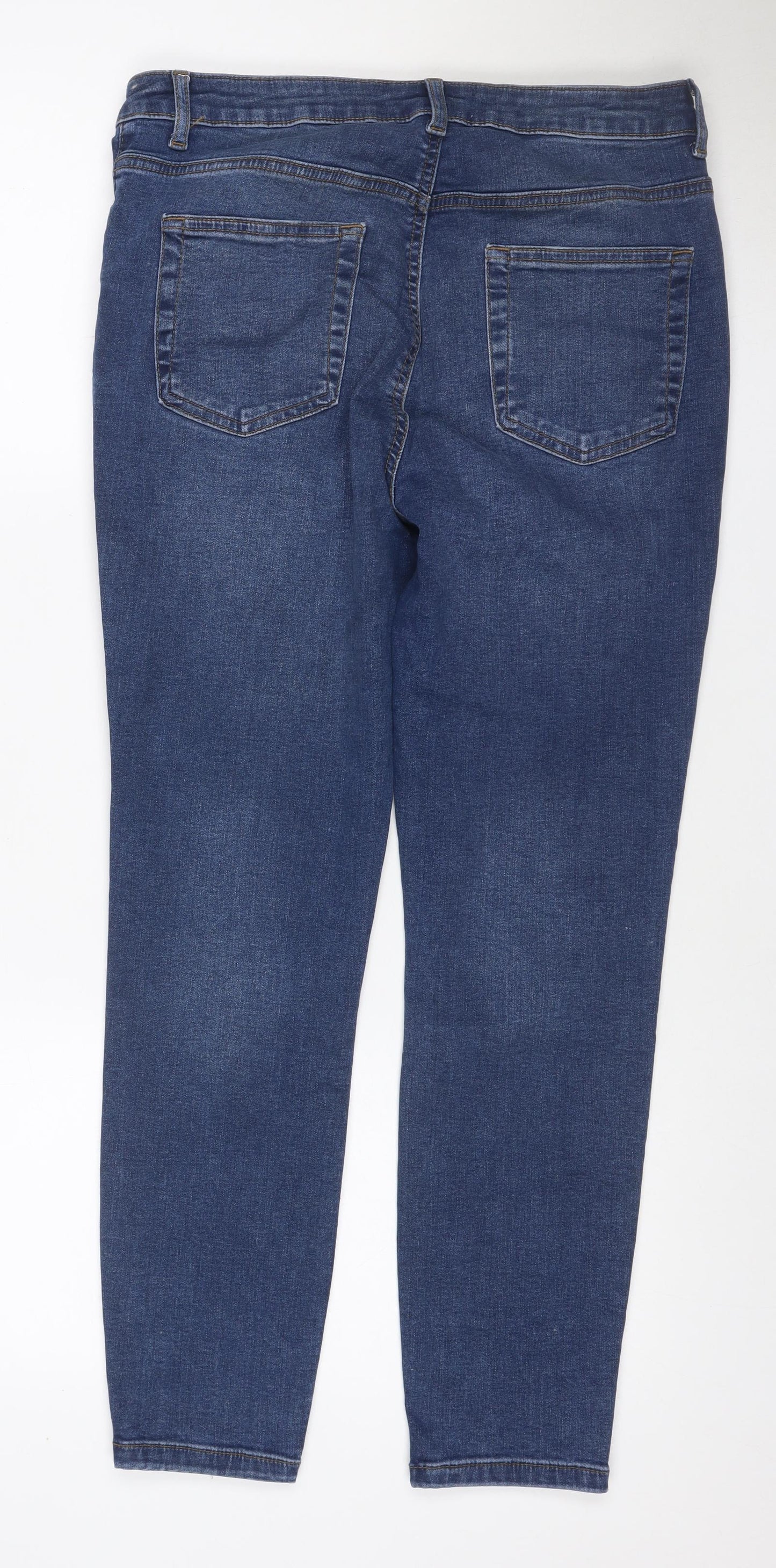 Primark Women’s Blue Straight Stretch Jeans UK 14 Mid Rise