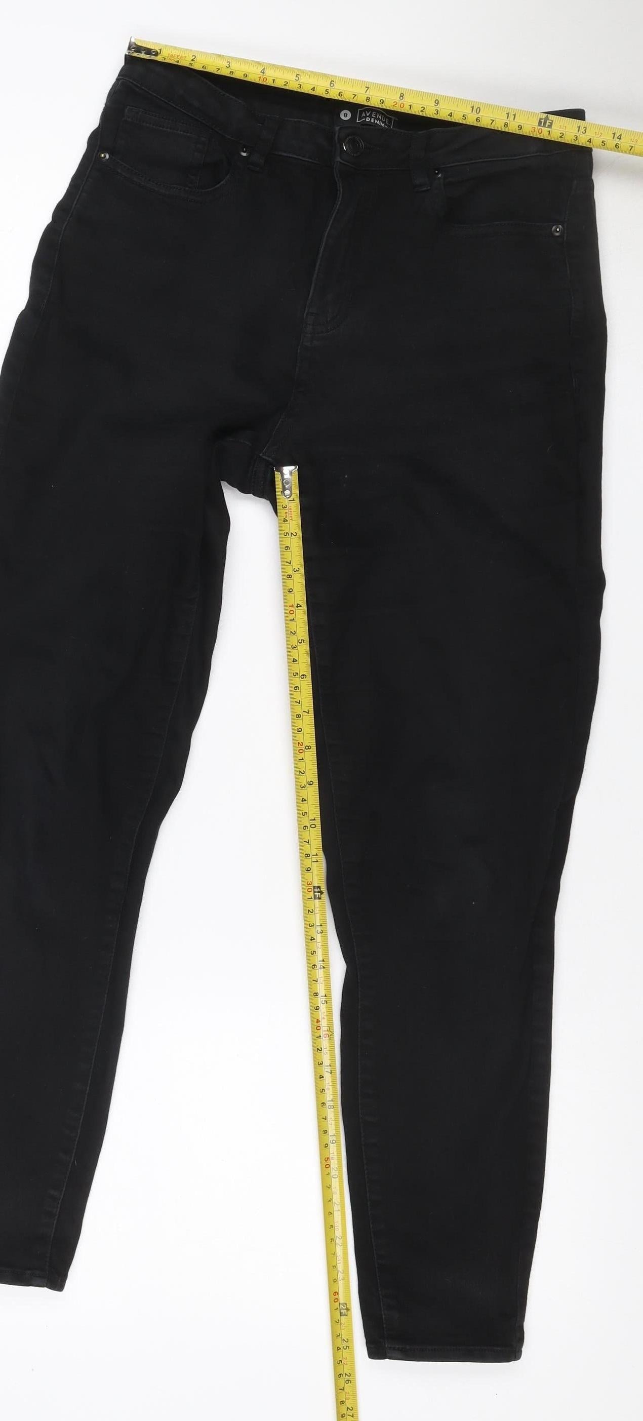 Avenue Denim Women Black UK 8 Skinny Stretch Jeans 5 Pocket