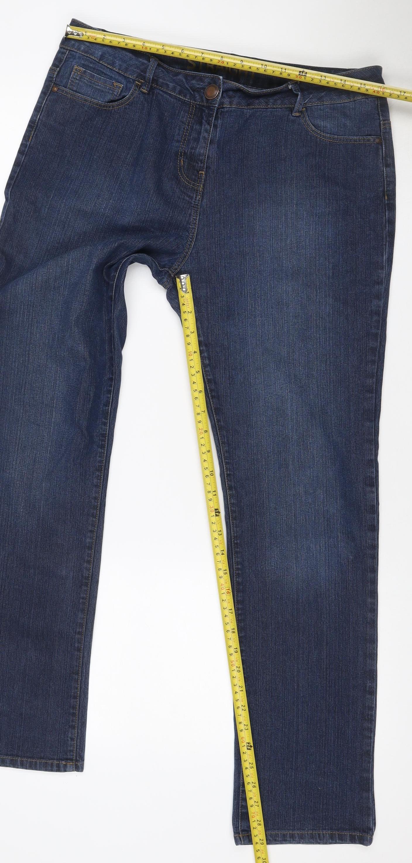 George Women’s Blue UK 14 Straight Mid Rise Stretch Jeans