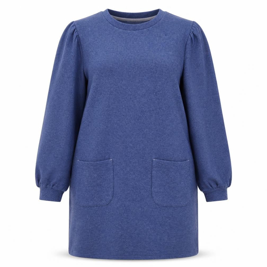 White Stuff Women Blue UK 14 Jumper Dress Puff Sleeves Pockets